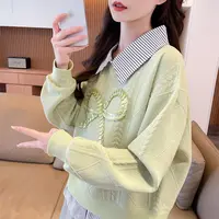 卫衣女春秋季新款宽松遮肉polo领设计套头百搭减龄显瘦长袖上衣潮