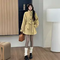 CY8967黄色毛呢外套女秋冬季爆款小个子高级感加厚短款呢子大衣