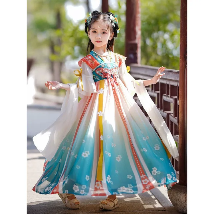 女童汉服中国风超仙夏季连衣裙女孩2025新款短袖儿童旗袍连衣裙