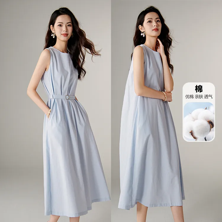 【断码清仓】2025轻熟裙子收腰无袖连衣裙25070205