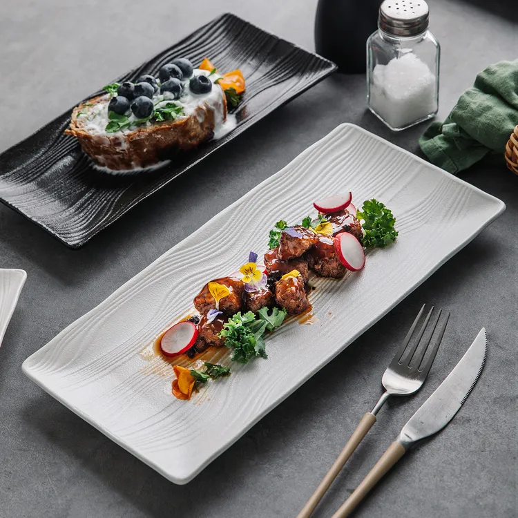 长方形寿司盘糕点摆盘水果托盘西餐餐盘平盘浅盘蛋糕甜品盘子商用