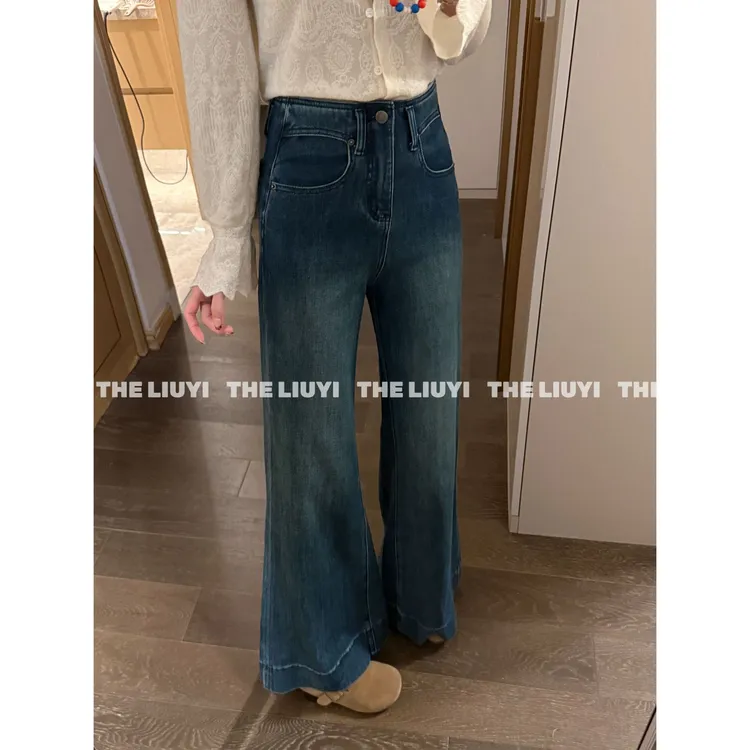 【LIUYI】高腰设计显高四面弹显瘦微喇牛仔裤59061