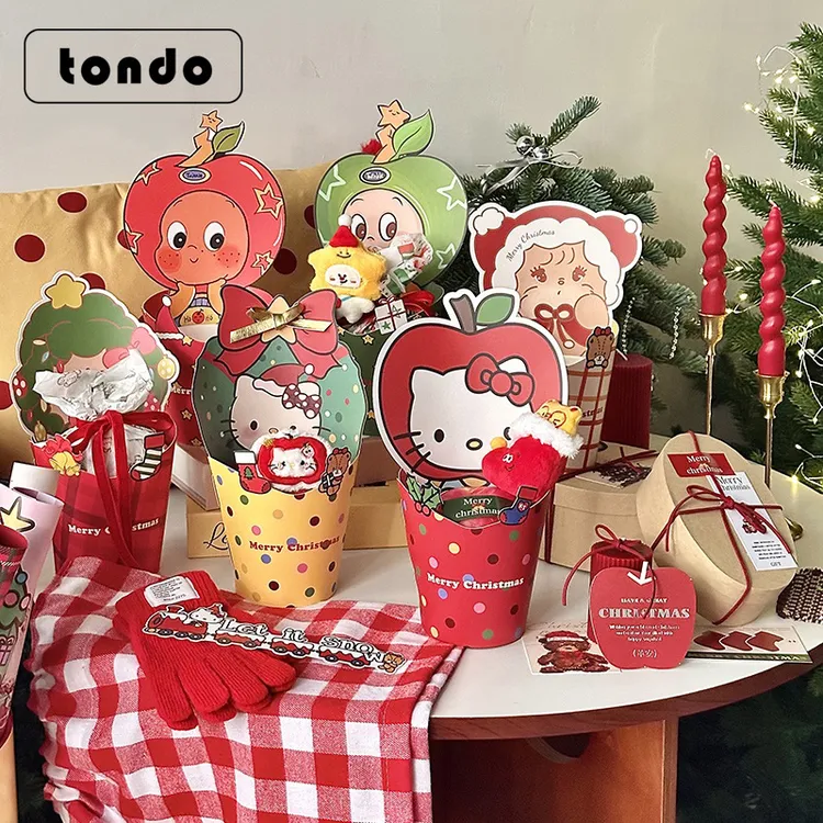 圣诞节卡通苹果花盒平安夜礼物DIY平安果水果礼盒送闺蜜圣诞礼物