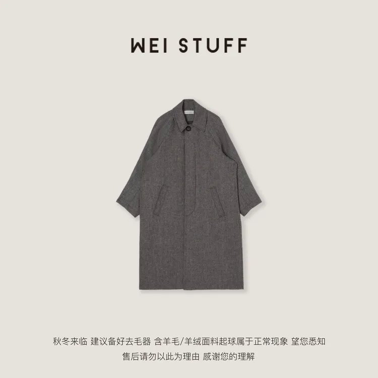 WEI STUFF“秋日英伦”中长款秋冬复古绵羊毛大衣外套 10116. 