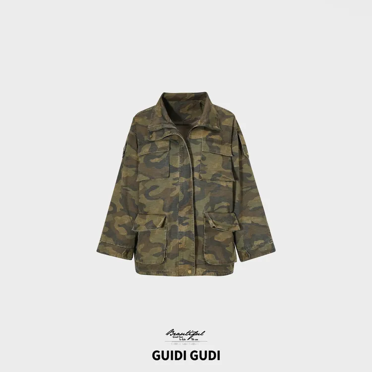 GUIDI GUDI【驰聘沙场】时尚百搭军绿色外套/黄加蓝
