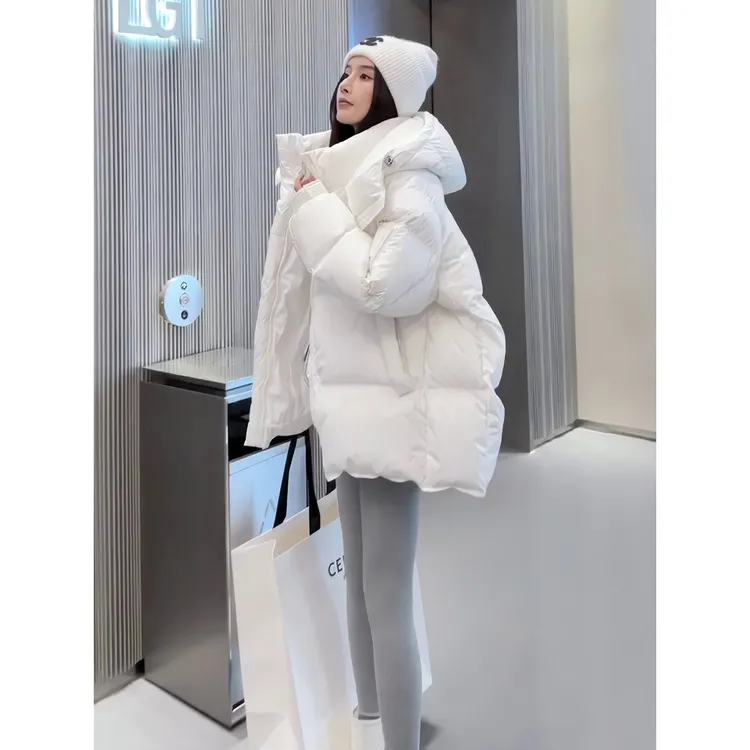 冬季时尚棉服女2025年新款小个子韩版时尚宽松加厚连帽面包服外套