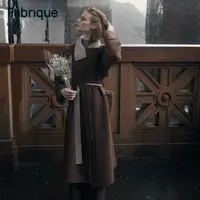 Fabrique 正反两穿可露丽绵羊毛极简大廓形配腰带毛呢长款大衣