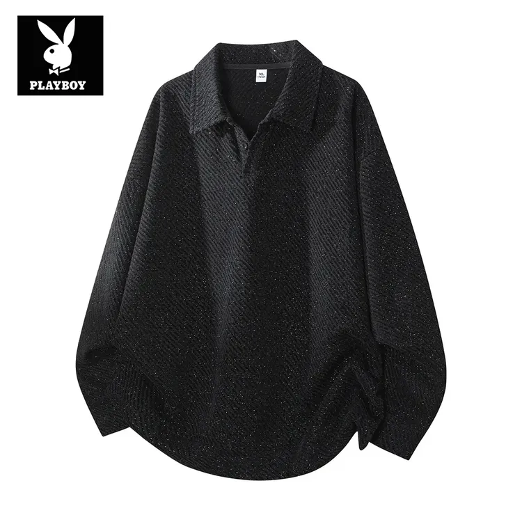 PLAYBOY/花花公子男士新潮百搭POLO衫时尚潮流翻领休闲长袖上衣男