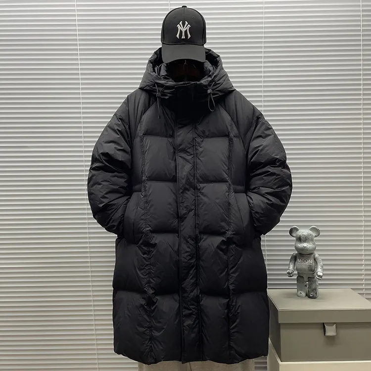 （阿珂高定）加厚冬装潮牌长款羽绒服中长款青少年白鸭绒保暖外套