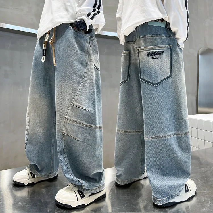 儿童牛仔裤春款2025新款男童长裤韩版男孩运动裤中大童裤子休闲潮