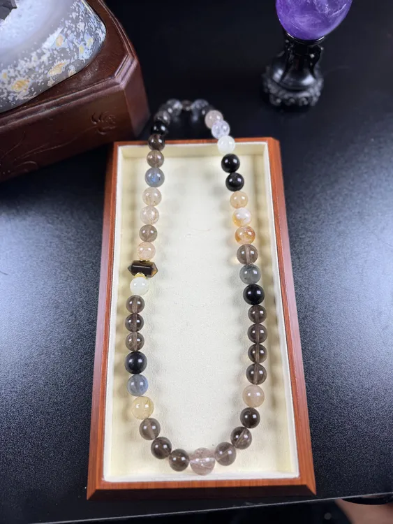 天然diy美拉德色系多宝项链长度43