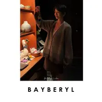 BAYBERYL老贝鱼子酱*渐变牦牛V领单排扣秋针织开衫ZZS5H1504-9/27
