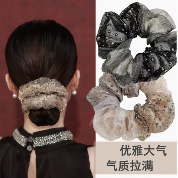 欧根纱韩版瑞丽风发圈发绳减龄发饰法式极简风港风欧美风可爱头饰