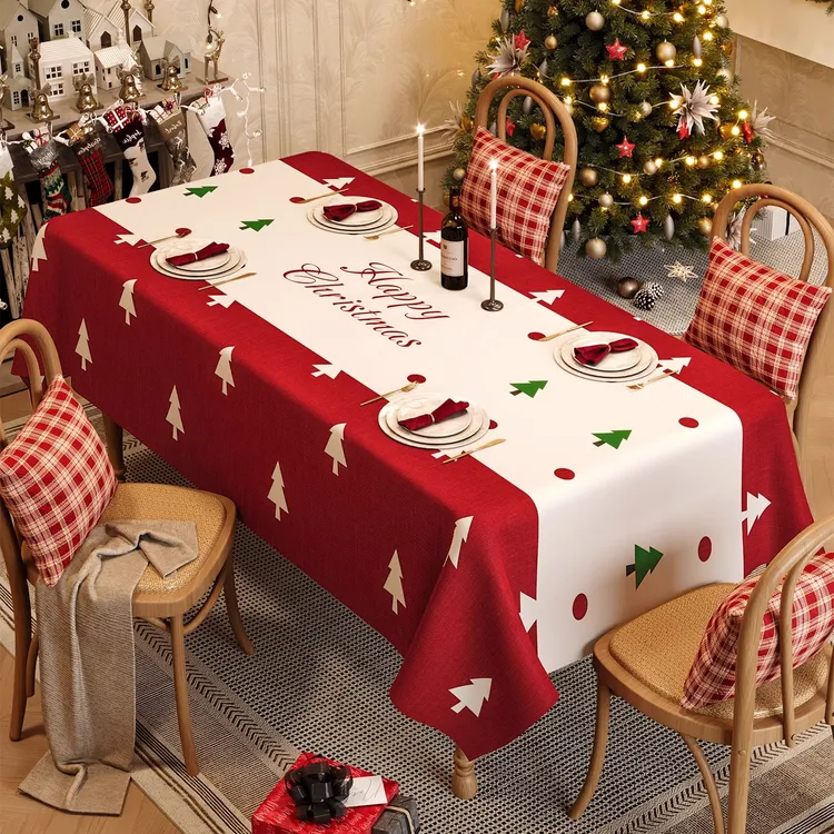圣诞装饰餐桌桌布防水防油家用茶几台布2025流行桌垫氛围感餐桌布