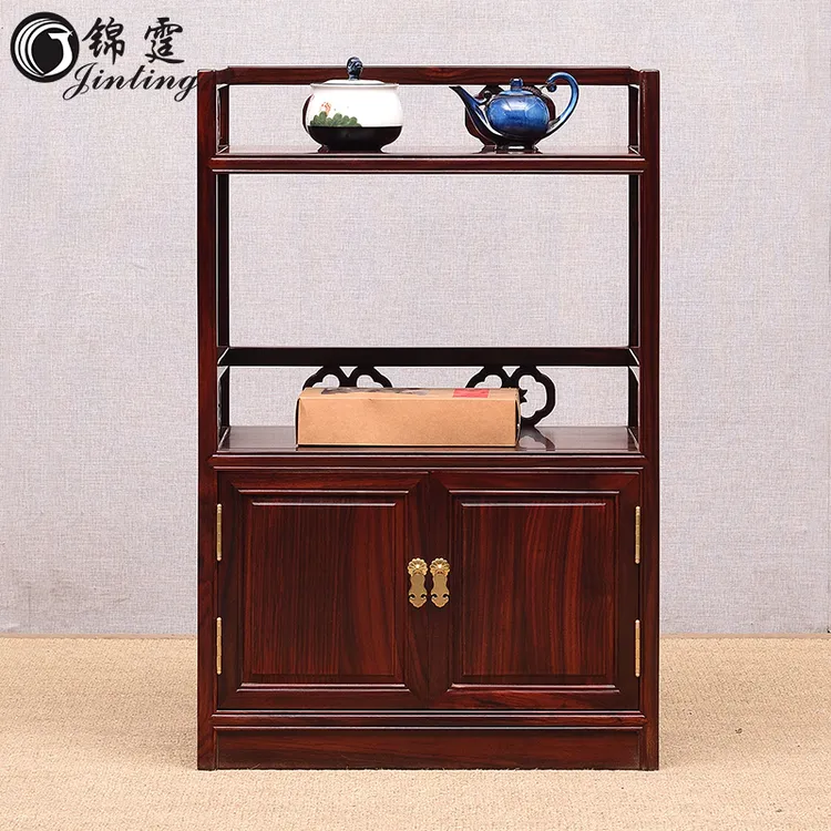 锦霆红木茶水柜餐边柜置物架印尼黑酸枝阔叶黄檀储物柜中式茶水架