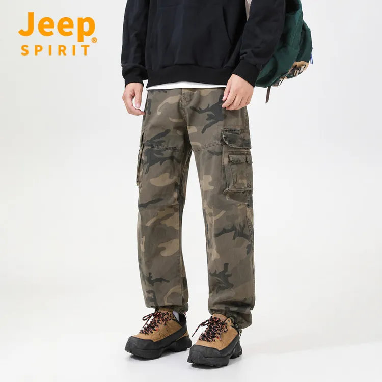 Jeep吉普2025秋冬新款男士潮流日系多口袋休闲垂感显高迷彩工装裤