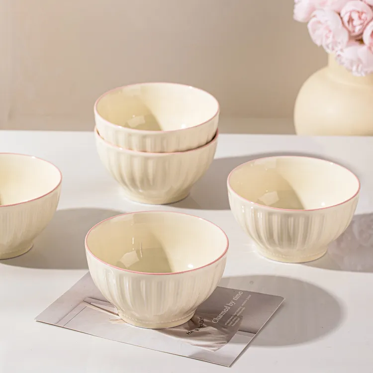 陶瓷饭碗家用2025新款好看饭碗个人专用过新年精致小碗10个装碗具