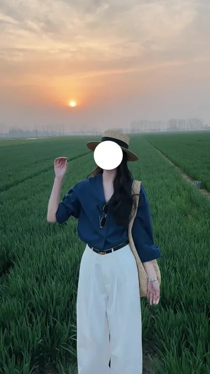 蓝色V领衬衫休闲裤宽松夏季套装女2025年新款大方得体穿搭两件套