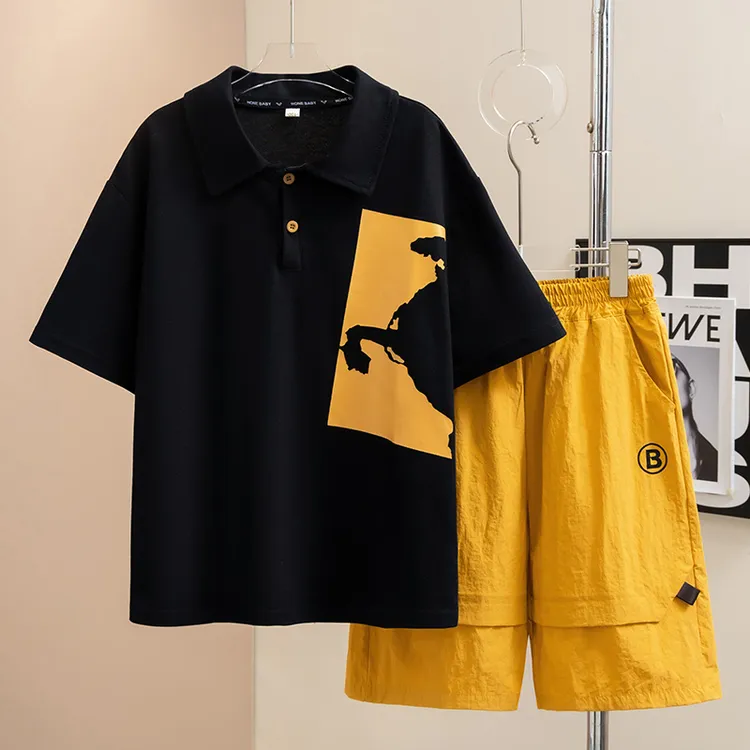 男童夏装套装6-12岁潮牌2025新款中大童夏季儿童宽松休闲运动韩版