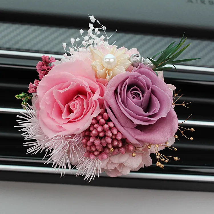 永生花玫瑰扩香器干花车载香薰出风口高级感汽车内饰车上装饰礼品