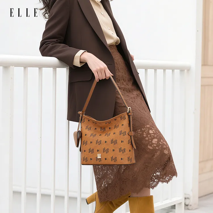 ELLE2026新款爆款女士托特【琥珀流光】经典金棕色大容量斜挎手提包