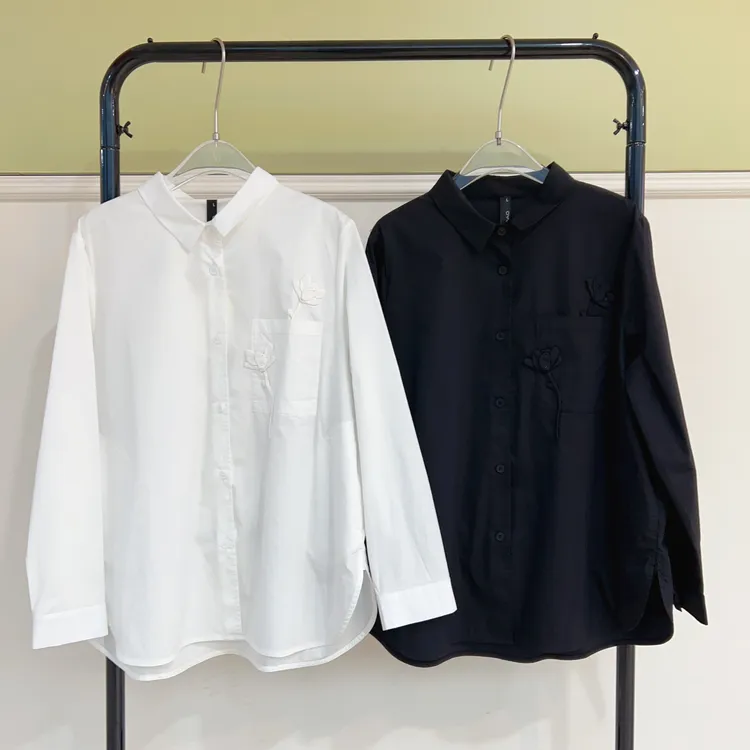 水淼2026新款-贴花大开衩衬衫-2179