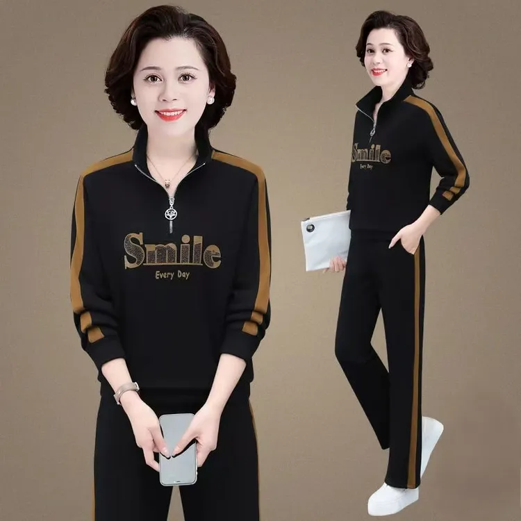 妈妈装春秋休闲运动套装2025新款韩版高档显瘦宽松气质年轻两件套