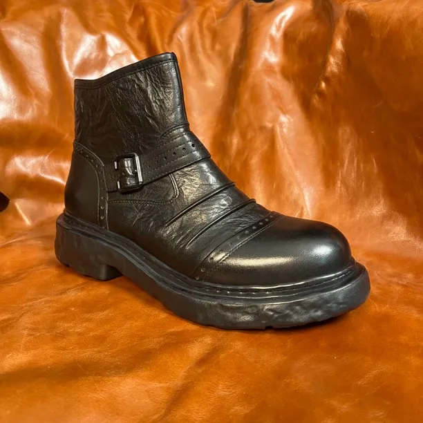 切尔西靴民族风马丁靴圆头时装靴潮流英伦134