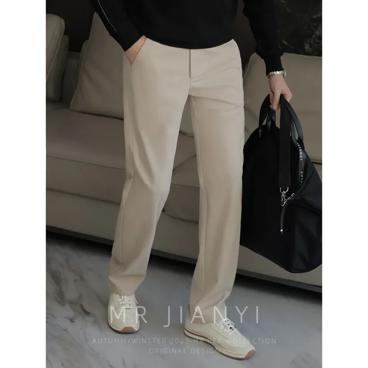 MR JIANYI秋冬意式隐贵刺绣直筒长裤绅士衣橱C位商务休闲西裤男款