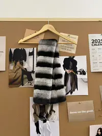 【GeShi】龙猫色黑白条纹围脖双面秋冬保暖围巾1090