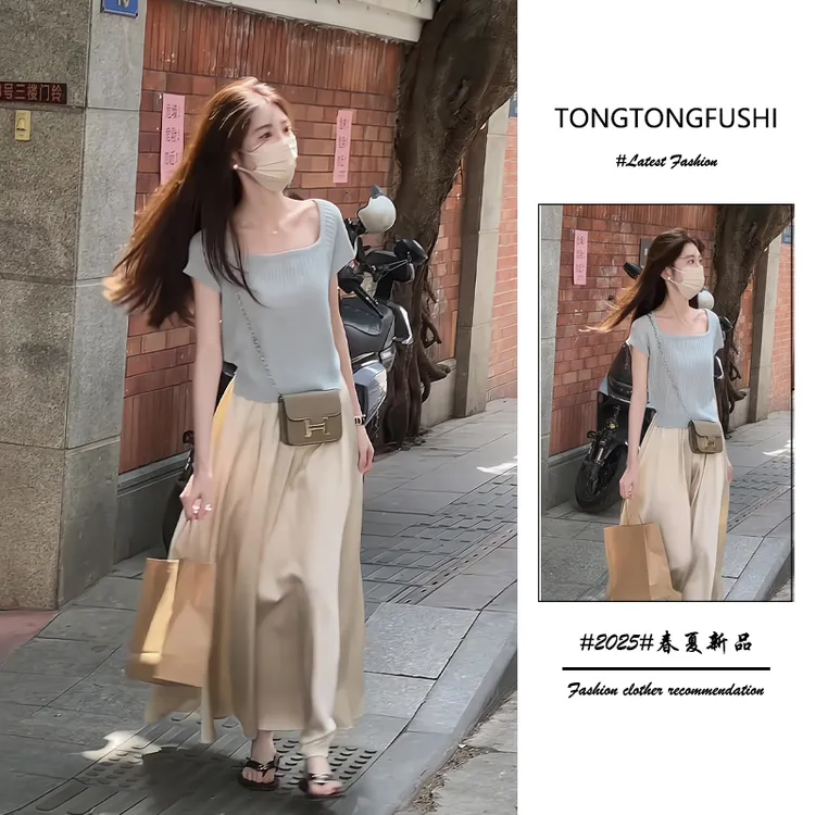 夏季2025年新款一整套女装韩系穿搭气质简约时尚上衣半身裙两件套