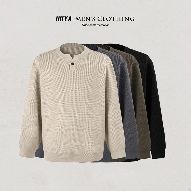 【达人专属】秋季毛衣时尚老钱风亨利领针织纯色宽松百搭长袖M7032