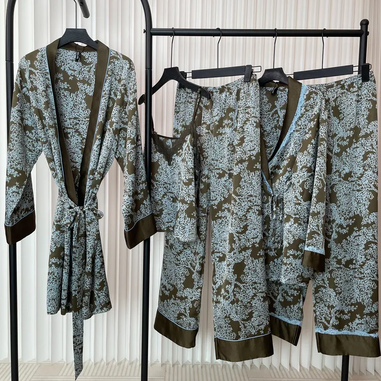 【90021】秋冬法式轻奢高级感提花春夏套装翻领长袖休闲家居服