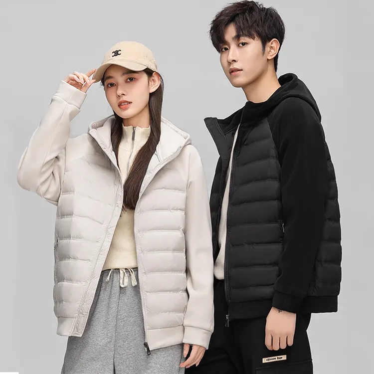 轻薄羽绒服男士2025年秋季新款拼接连帽时尚卫衣短款流行保暖外套