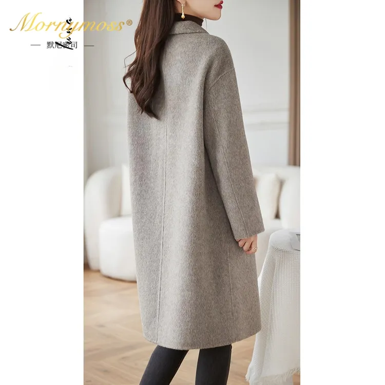 默尼密司品牌羊毛呢外套女2025秋冬季新款韩版中长款双面呢大衣