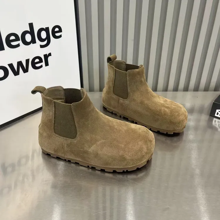 中帮卡皮巴拉厚底5cm短筒马丁靴时尚百搭加绒厚底弹力带女鞋潮鞋