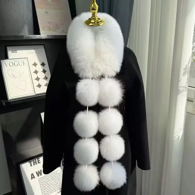 新款狐狸毛围巾女冬季保暖气质百搭仿皮草护颈毛领毛球毛绒围脖