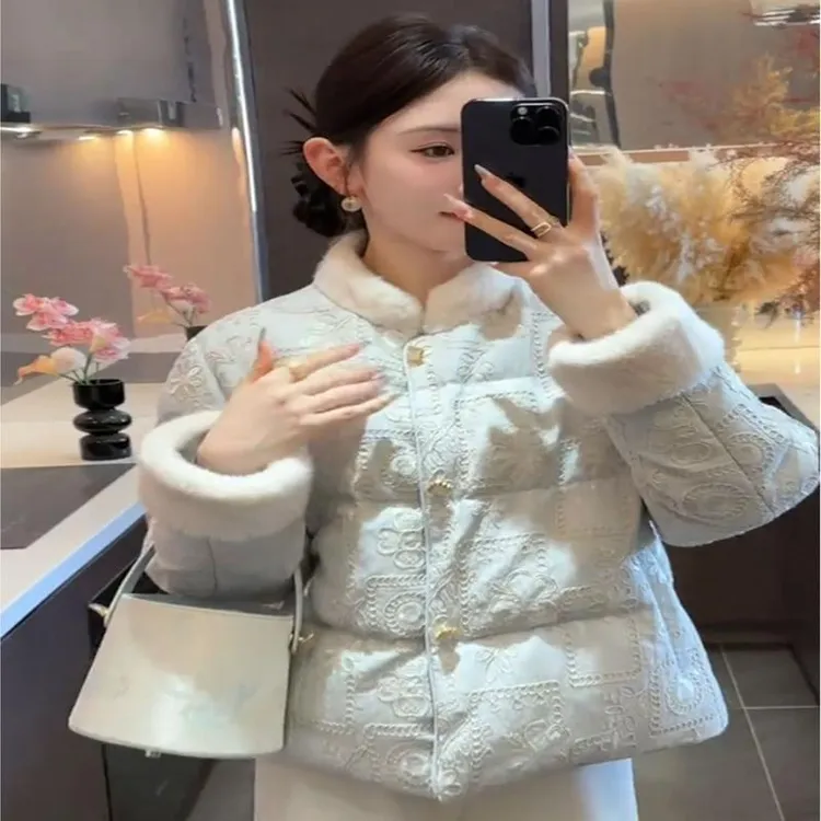 新中式气质国风加厚棉服外套女秋冬新款休闲宽松保暖上衣人棉