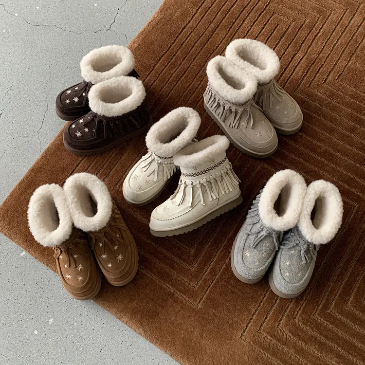 迷失麋鹿【星芒小暖炉】真皮厚底增高加绒雪地靴百搭休闲保暖棉鞋女