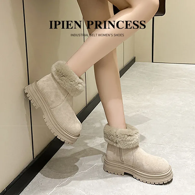 马丁靴百搭巨好看时尚短靴2025冬季厚底雪地靴女防滑东北保暖加绒