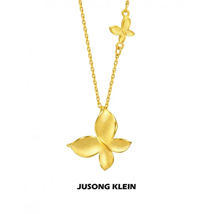 Jusong klein 钛钢项链 金色蝴蝶项链女轻奢小福蝶吊坠气质锁骨链