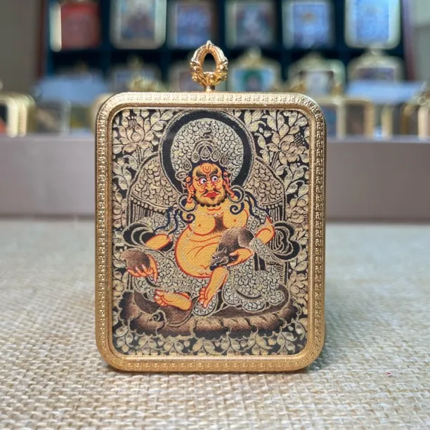 铜合金布艺吊坠 黄C唐卡吊坠饰品挂坠民族风