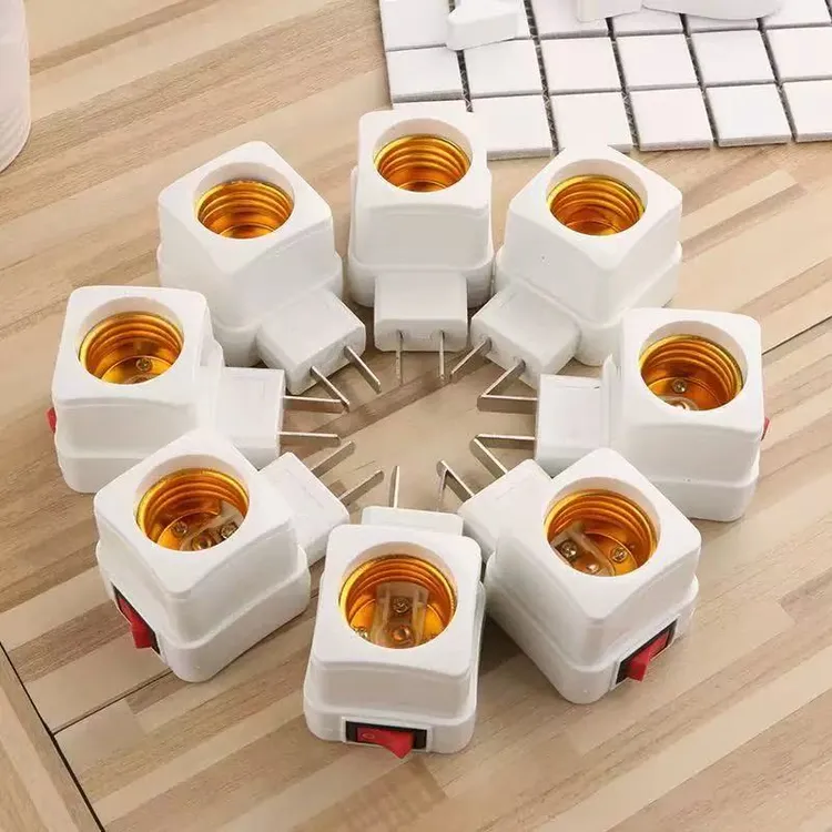 加厚灯座带开关灯头插座E27灯泡家用带开关的底座挂壁式插头商品图