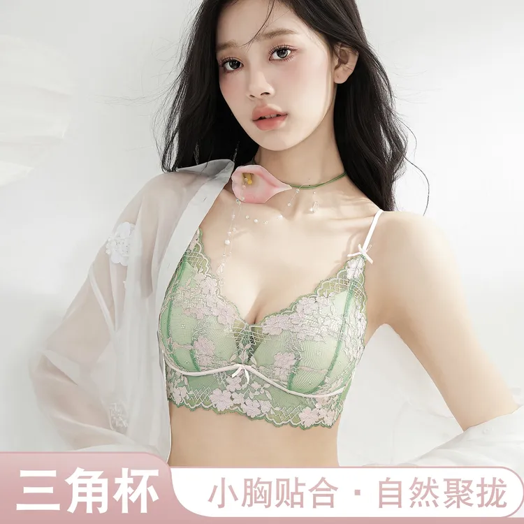 【绿野仙踪】法式三角固定杯百搭露背性感蕾丝美背轻薄文胸222H