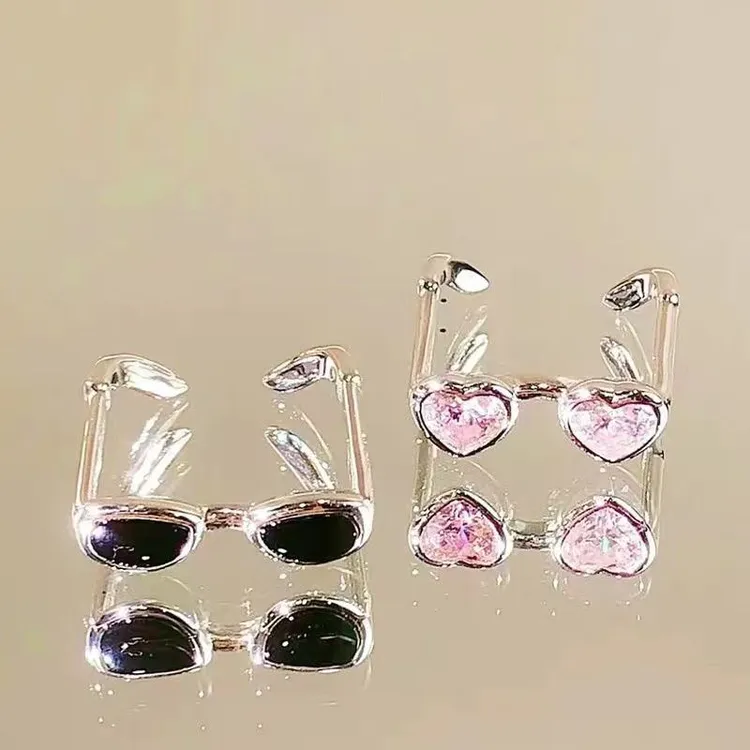 合金戒指 情侣眼镜戒指太阳眼镜戒指女小众设计时尚开口戒食指戒