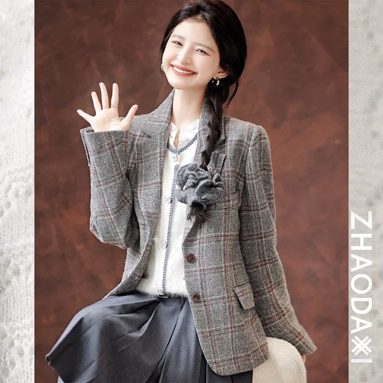 【赵大喜】现货！清谭洞西装 | 经典复古格纹/正肩 老钱廓形