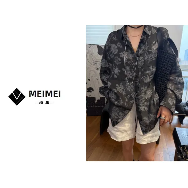 XMM【水墨丹青衬衫】时尚百搭单排扣休闲慵懒夏季宽松衬衣HB6678282