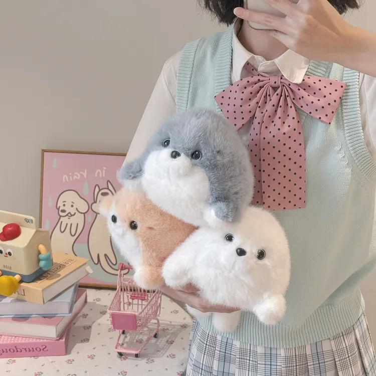 可爱海洋动物小海豹玩偶黑虎鲸毛绒玩具桌伴娃娃公仔女生生日礼物