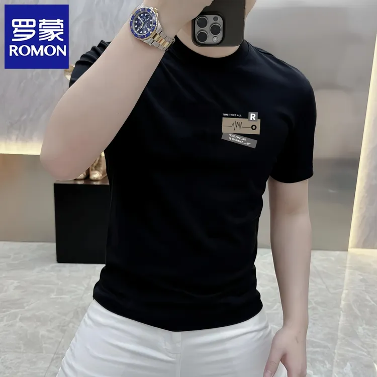 罗蒙夏季新款欧货潮牌刺绣POLO衫休闲时尚短袖T恤翻领薄款轻熟风t