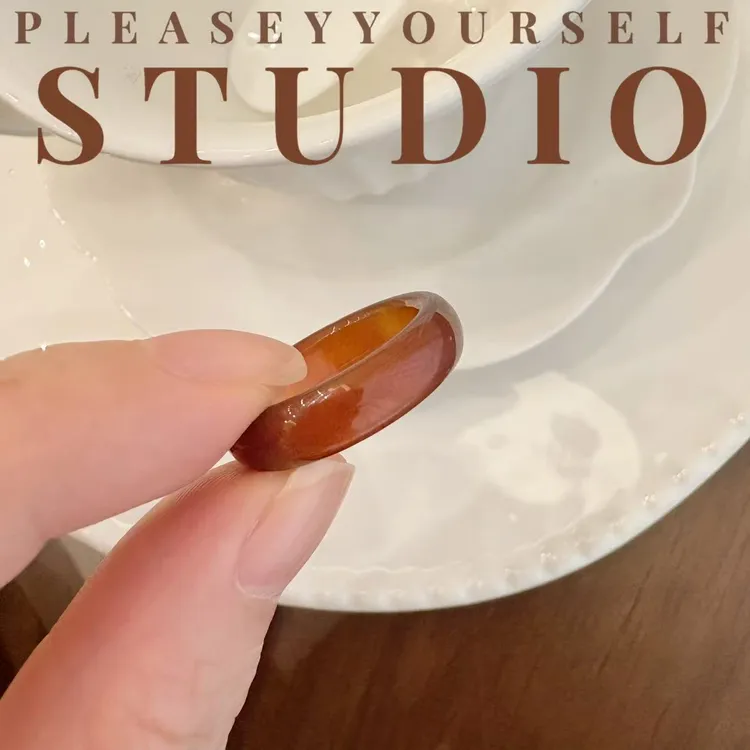 纯铜戒指 「鸿福」夏苒原创设计素圈瑙瑙简约百搭叠戴戒指